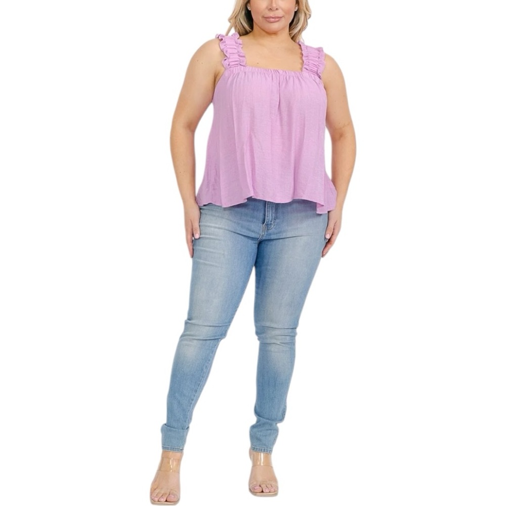 Perch Pink Ruffle Trim Tie Back Tank Top size 2X